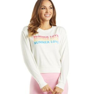 Spiritual Gangster Summer Love Crew Neck Savasana Pullover White Size Medium